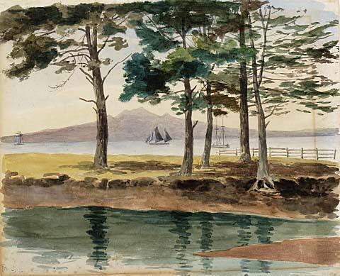 Looking Across to Rangitoto from the Creek at the Western end of the Bay