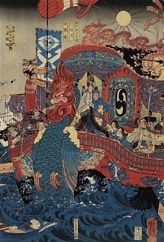 Nagato no kuni Akama no ura ni oite Genpei ôg assen Heike ichimon kotogotoku horobiru zu (In the Great Battle Between the Minamoto and the Taira in Akama Bay in Nagato Province, the Taira Clan Is Utterly Destroyed)