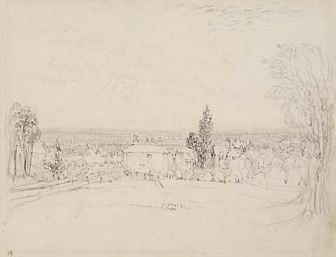 Sussex Landscape - houses by a meadow
