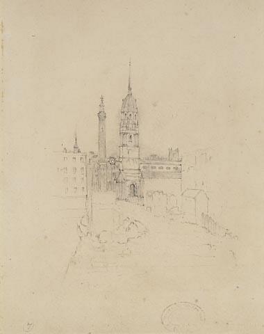 View of the Monument and the Church of St Magnus the Martyr, Westminster