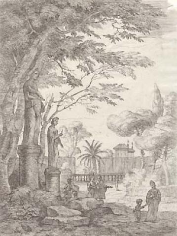 Garden Scene with Statues