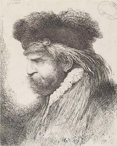 Man with a Moustache, Wearing a Fur Headress
