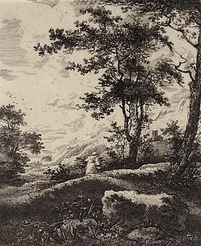 Landscape : Woman with Firewood and Basket