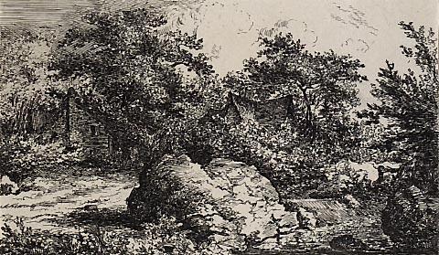 Landscape : Cottages and Rocks