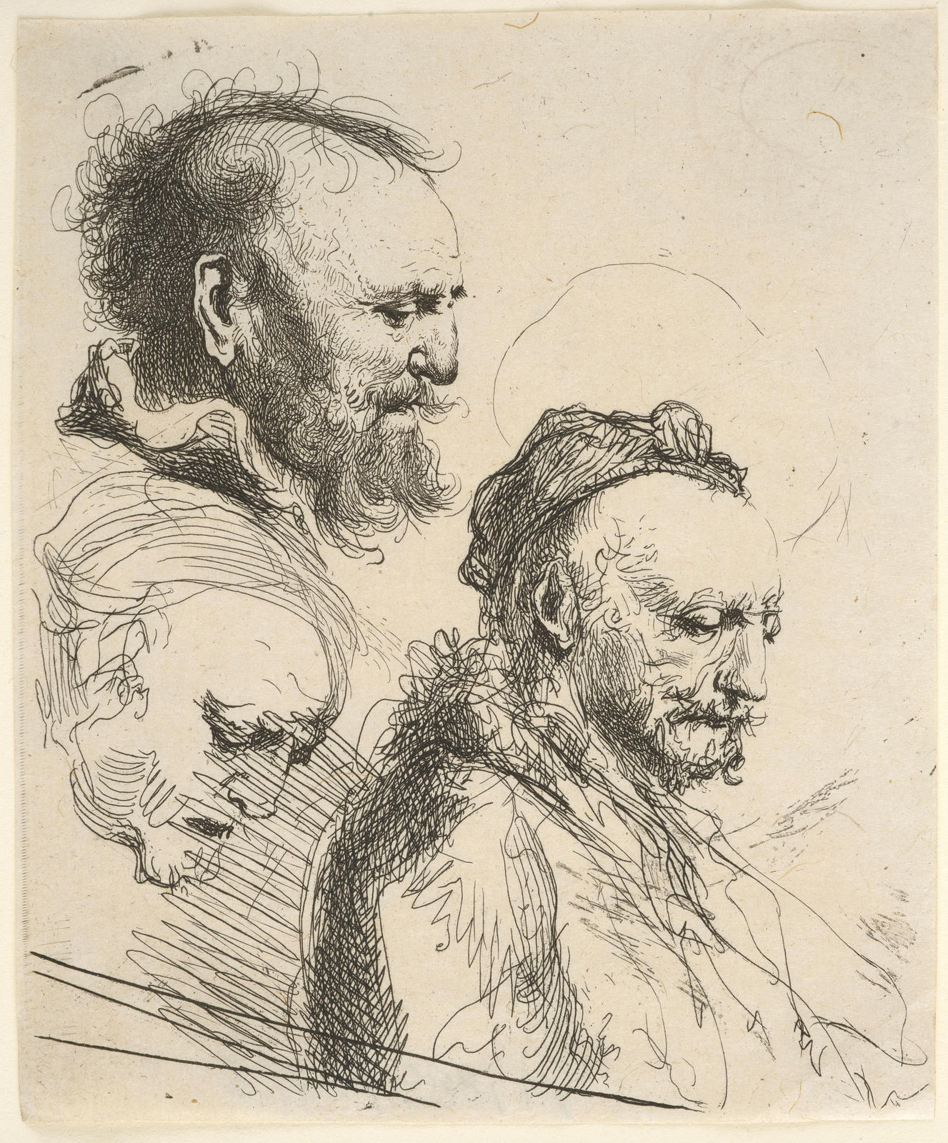 Three studies of old men's heads