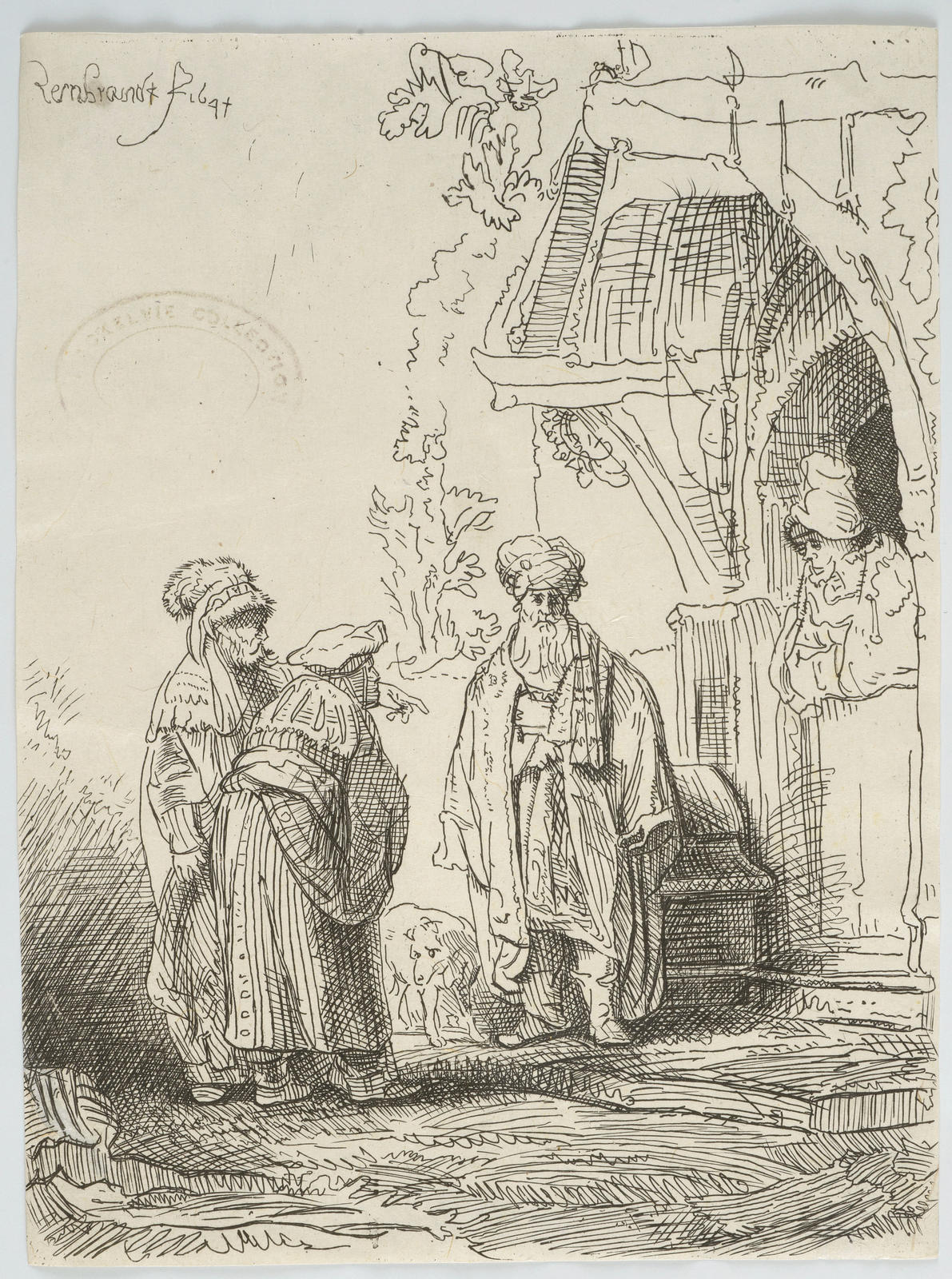 Three Oriental figures (reversed)