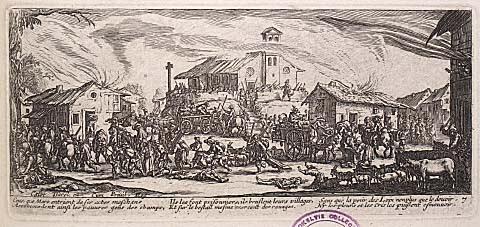 Pillaging and burning a village