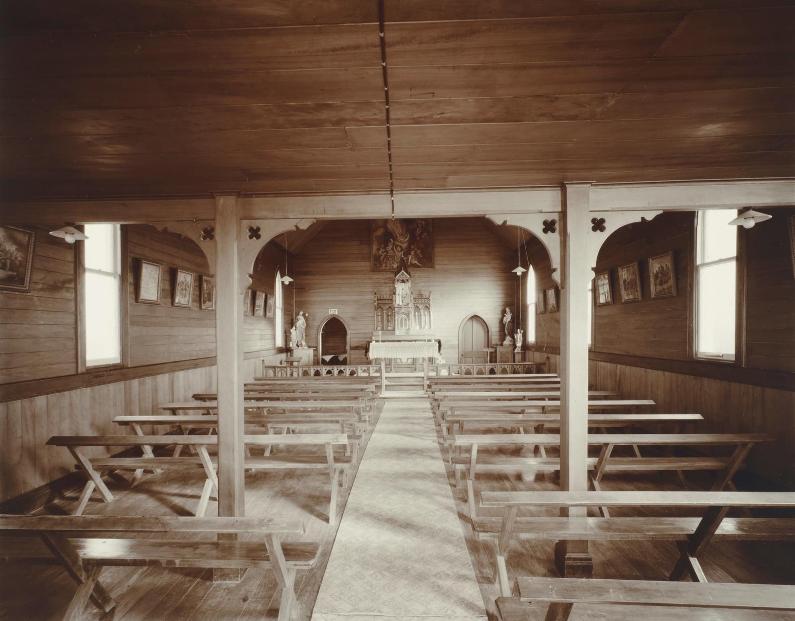 Interior 1, Catholic Church, Motukaraka, Hokianga Harbour, Northland, 3 May 1982