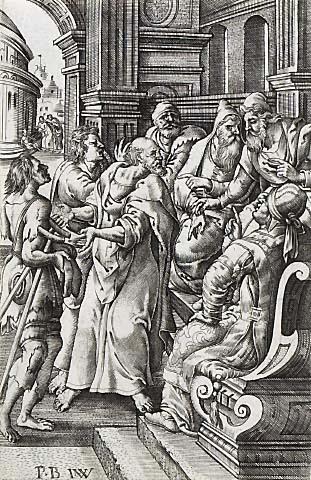 Peter and John accused of healing the cripple at the Gate Beautiful