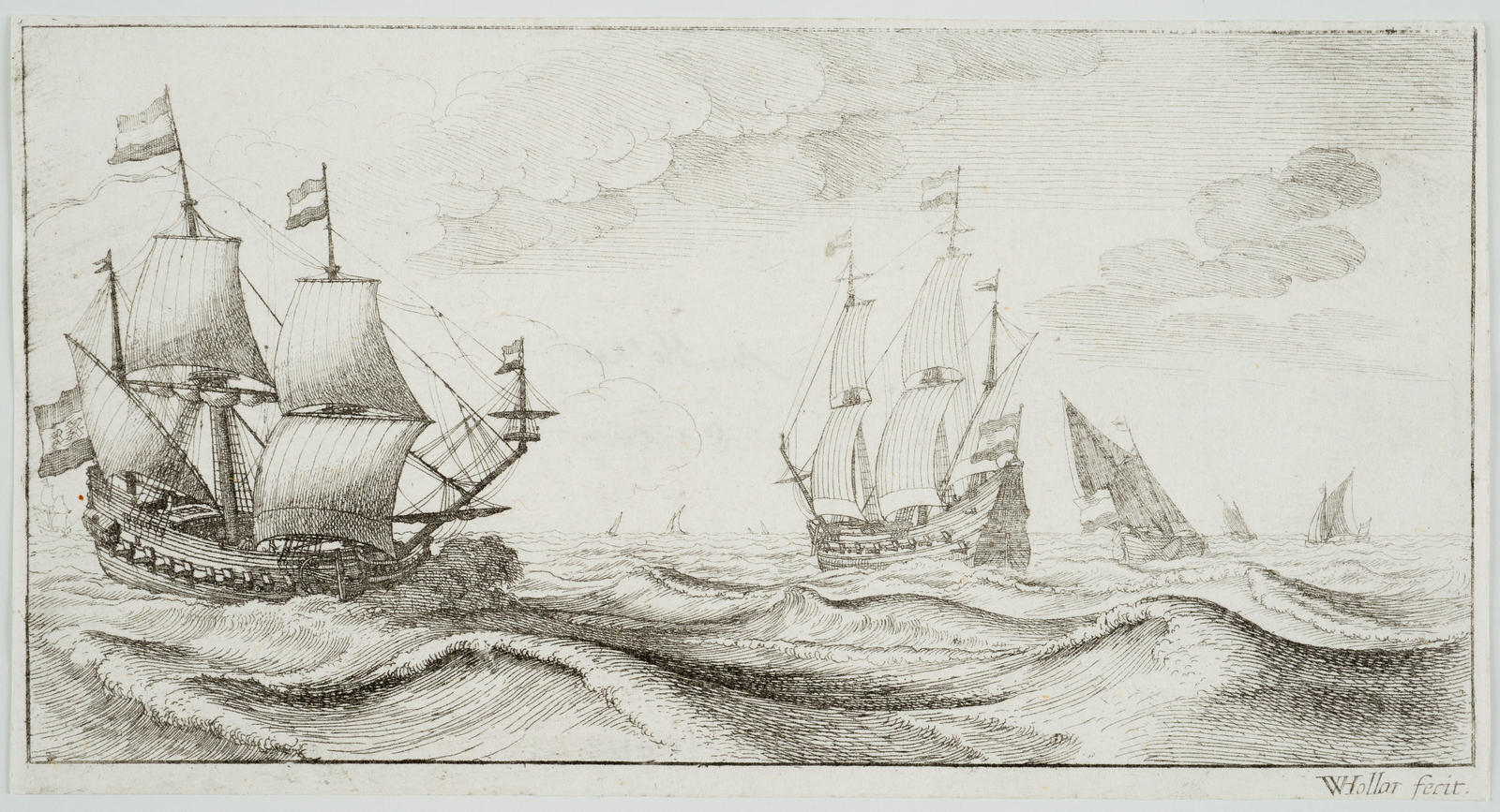 Two Warships Under Sail
