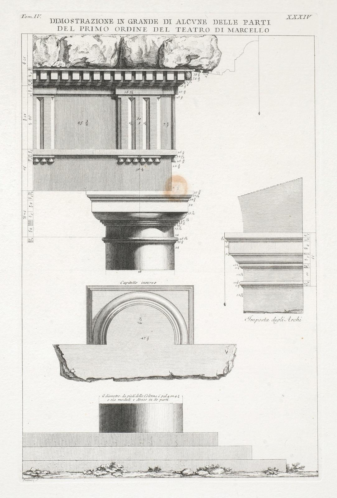 Dimostrazione in grande di alcune delle parti del primo ordine del Teatro Di Marcello (Reconstruction of some details of the first order of the Theatre of Marcellus)