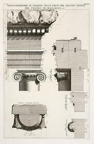 XXXVII Dimostrazione in grande delle parti del second' ordine del Teatro di Marcello (Reconstruction of details of the second order of the Theatre of Marcellus)