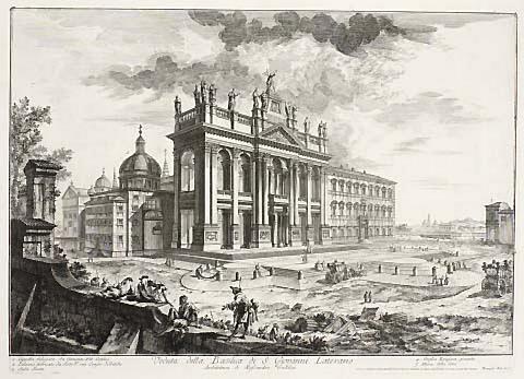 Veduta della Basilica di S. Giovanni Laterano. View of the Basilica of St John Lateran