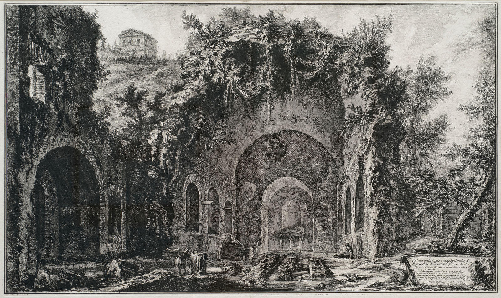 Veduta della fonte e delle spelonche d'Egeria fuor della Porta Capena or di S. Sebastiano (The fountain and grotto of Egeria outside the Porta Capena)