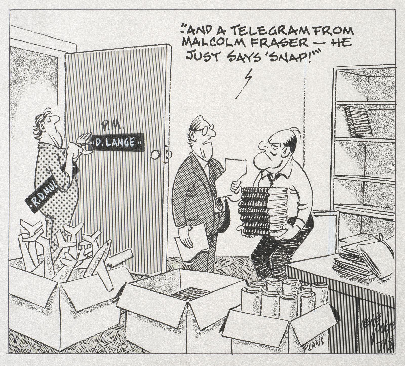 "And a telegram from Malcolm Fraser - he just says 'Snap!'"