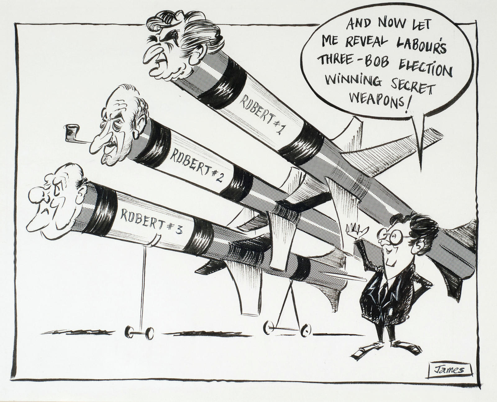 "And now let me reveal Labour's three-Bob election winning secret weapons!"