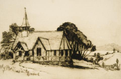 Landscape with Church, Auckland