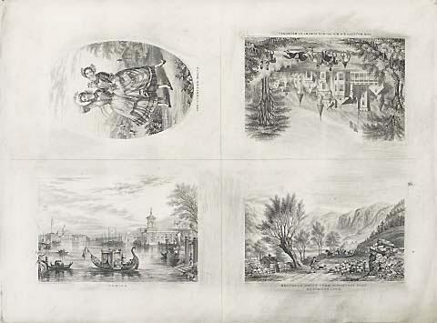 Sheet of four proofs from the master plate, printed in black