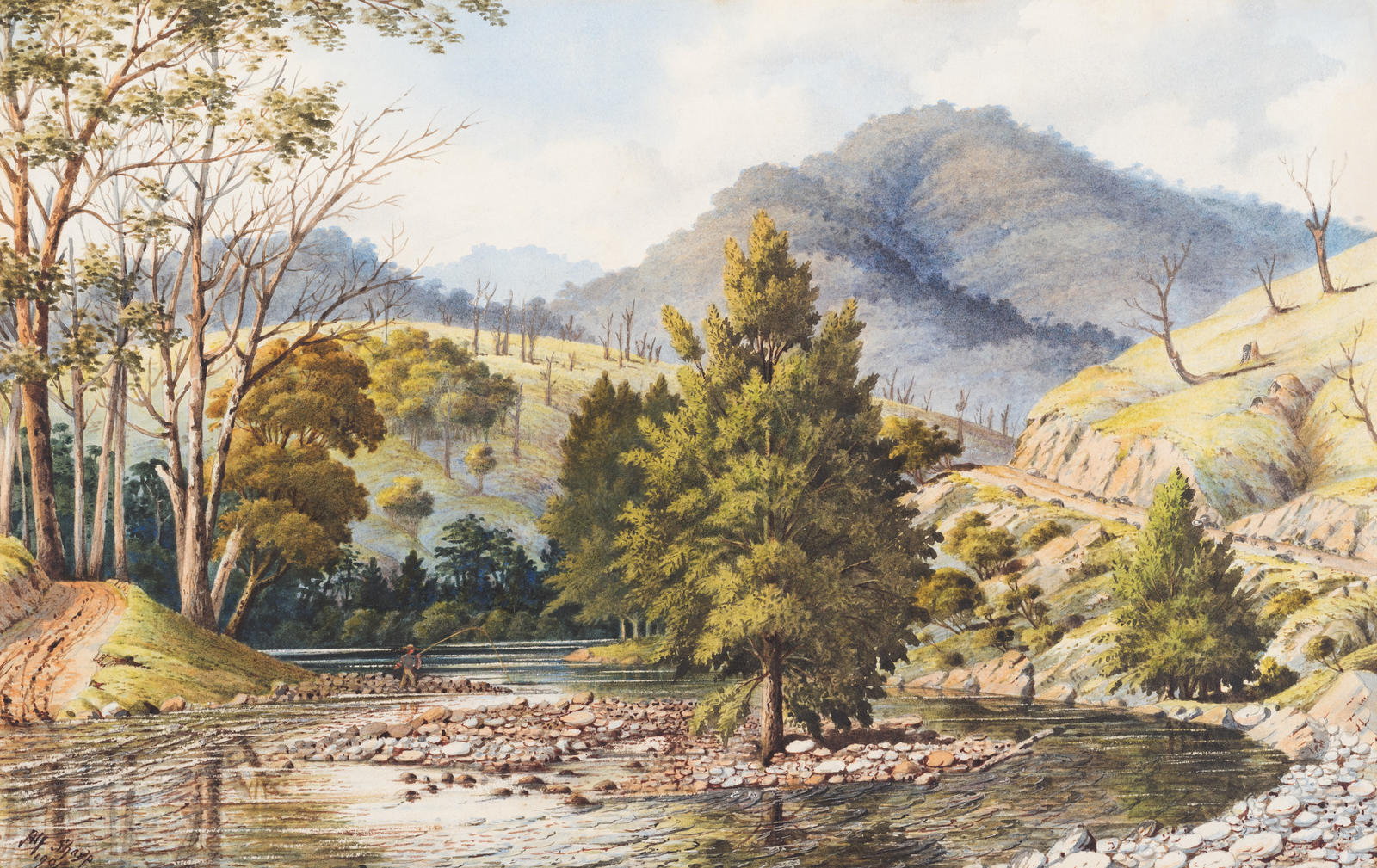 River with man fishing