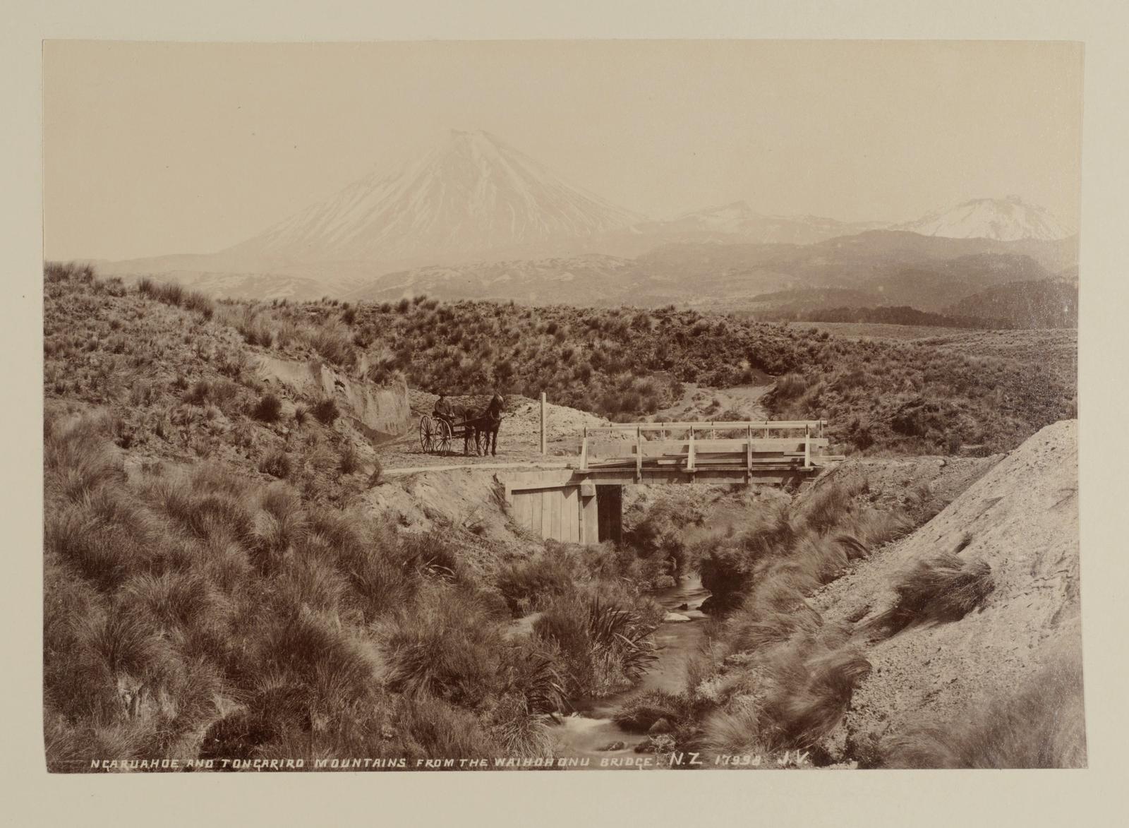 Ngaruahoe and Tongariro Mountains from the Waihohonu Bridge