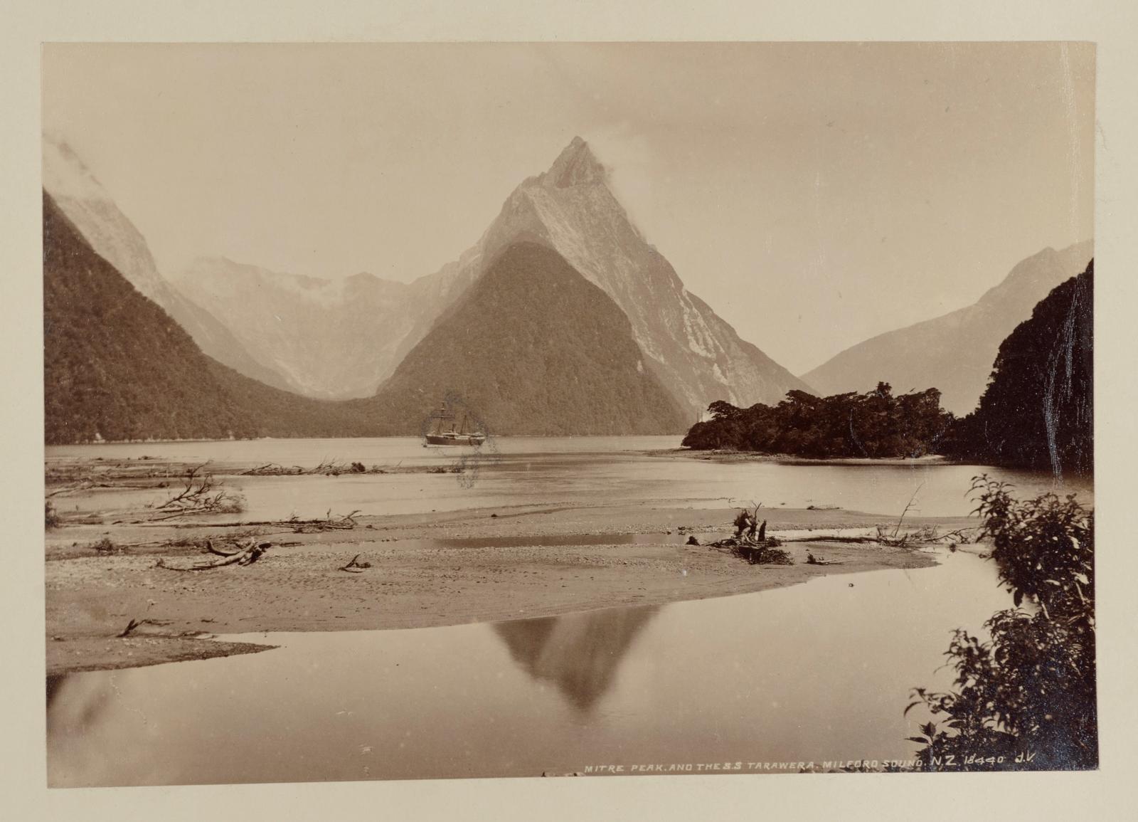 Mitre Peak and the S.S. Tarawera, Milford Sound