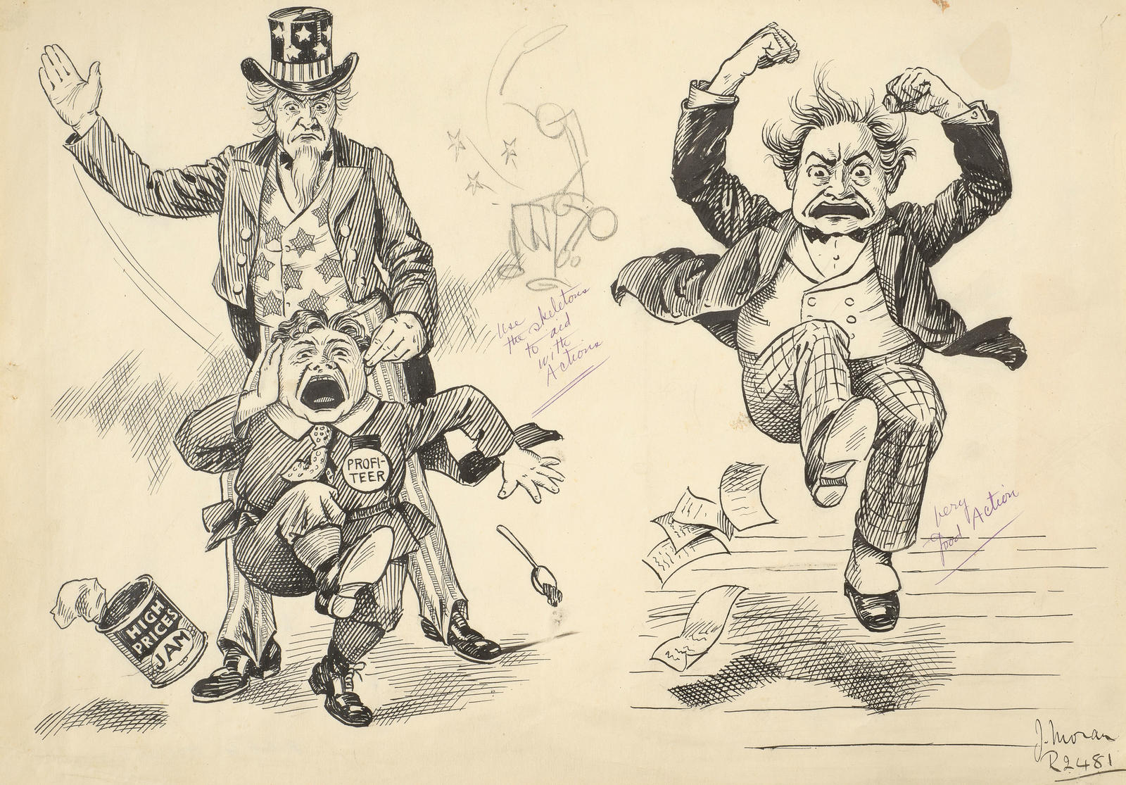 Uncle Sam and the Profiteer; Angry Politician