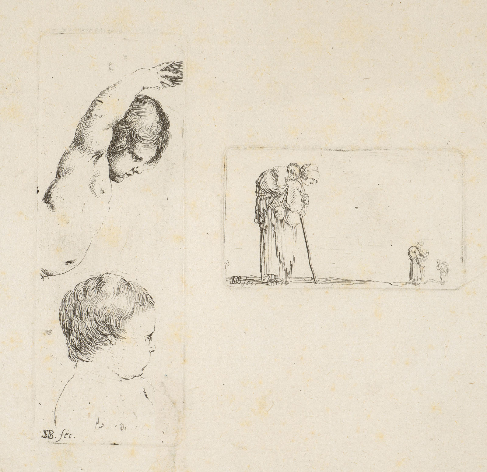 Two Studies of Children, A Woman of Poverty with Infant on her Back