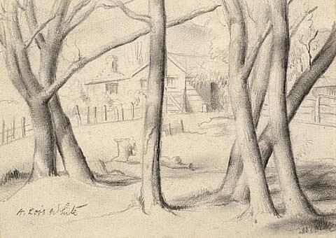Trees with House in Background