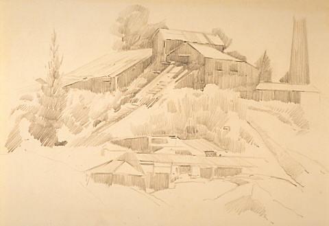 Factory buildings with chimney