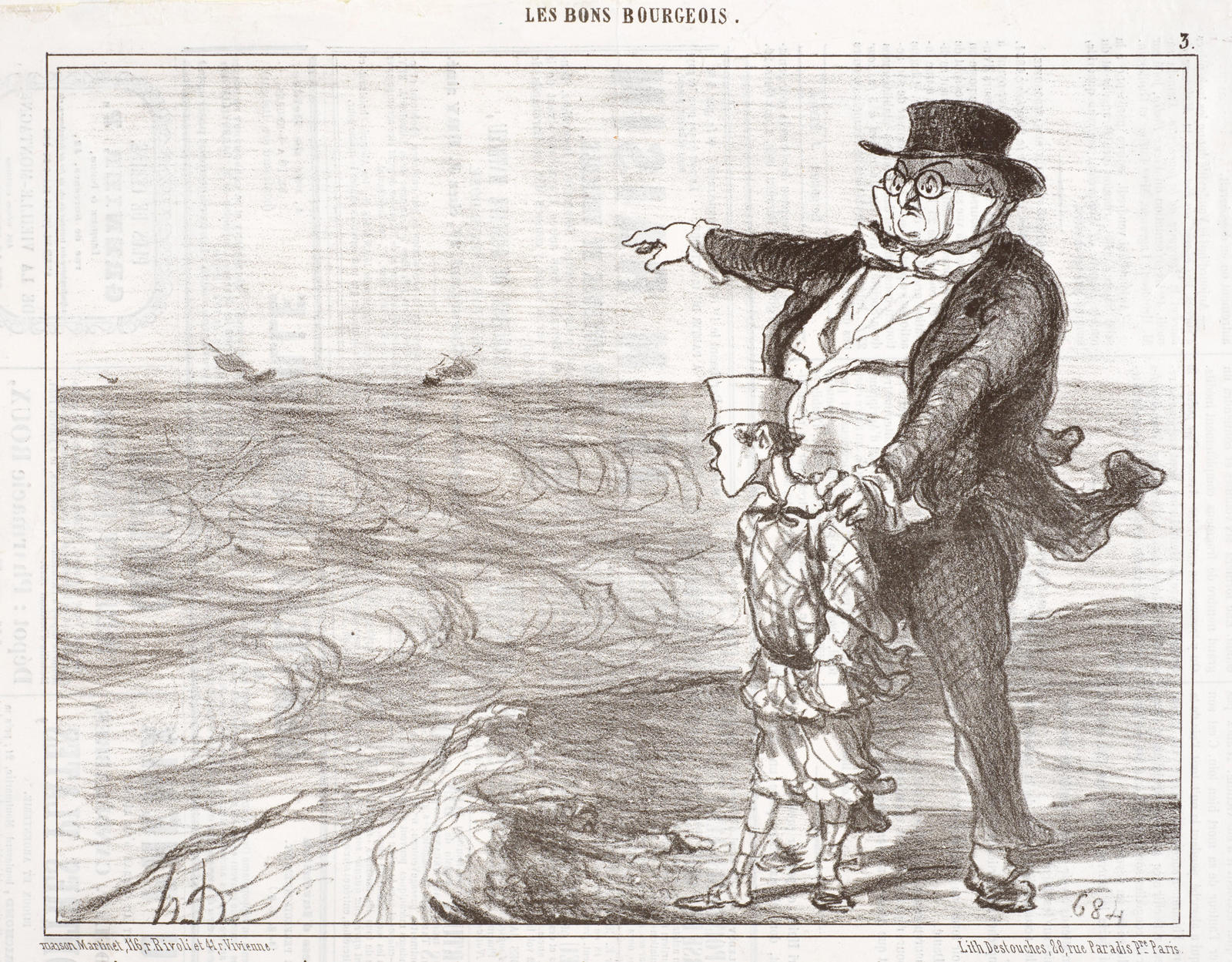 Tiens, papa, pourquoi que l'eau arrive sur nous?... - Mon fils, je suis bien aise que vous m'adressiez cette question qui dénote que vous désirez vous instruire et sonder les mystères de la nature ... les flots arrivent sur le rivage par suite du FLUX qui