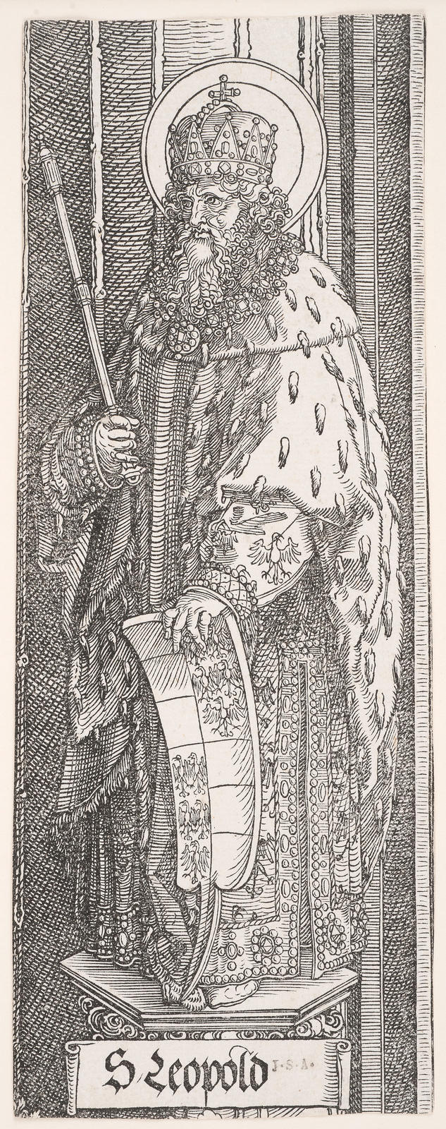 Saint Leopold (located at shaft of outer right column)