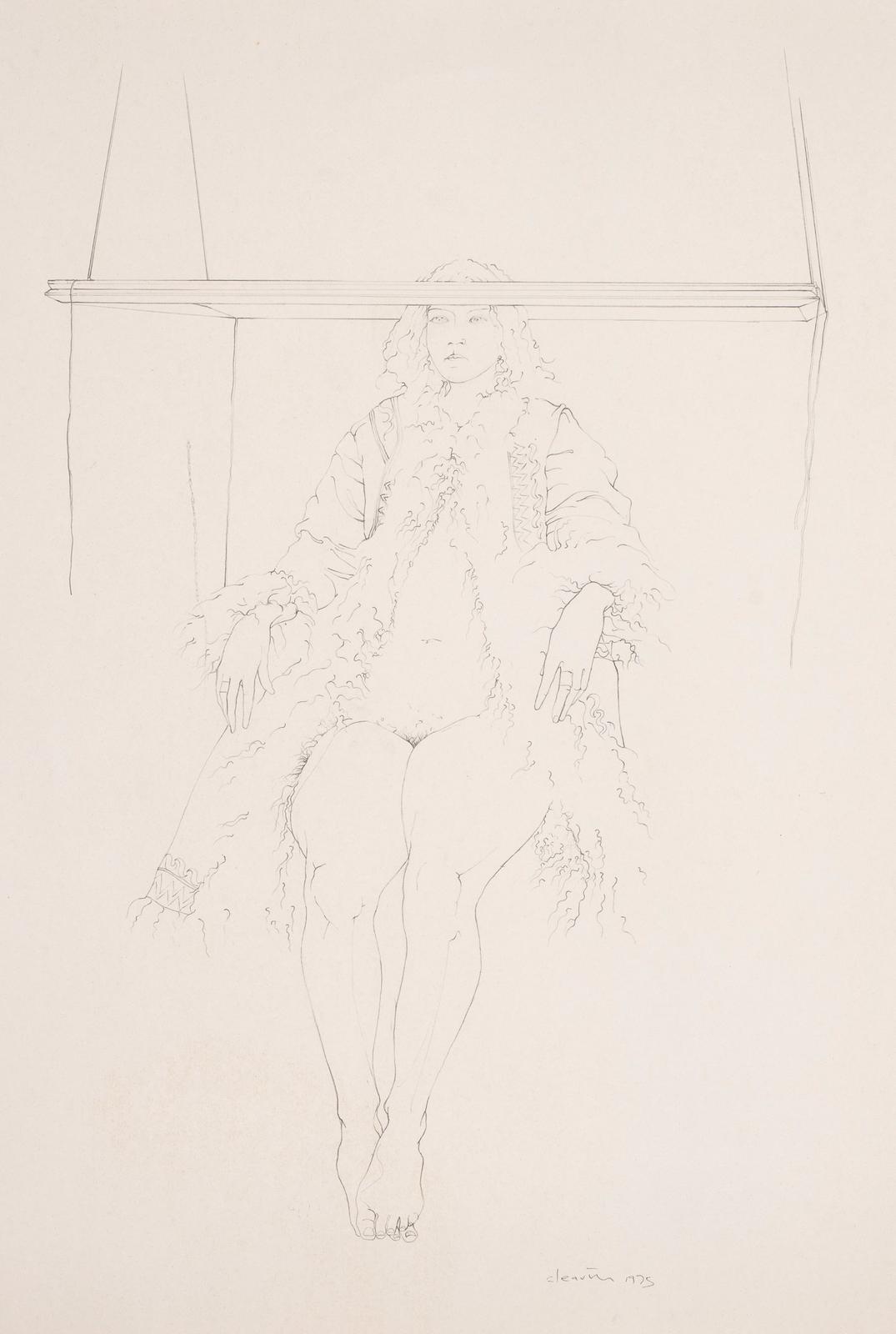 Study of a nude in an afghan coat