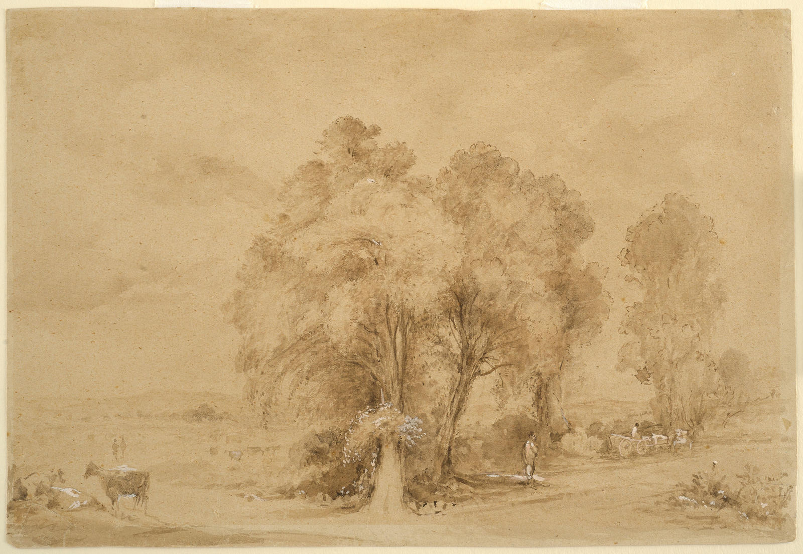 Pastoral landscape with horse and cart