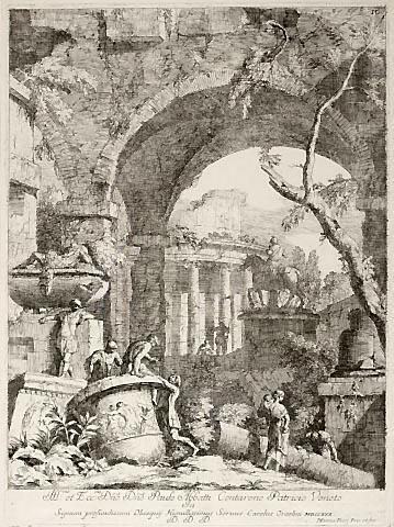 Ruins with Figures, an Equestrian Statue, and a round Temple