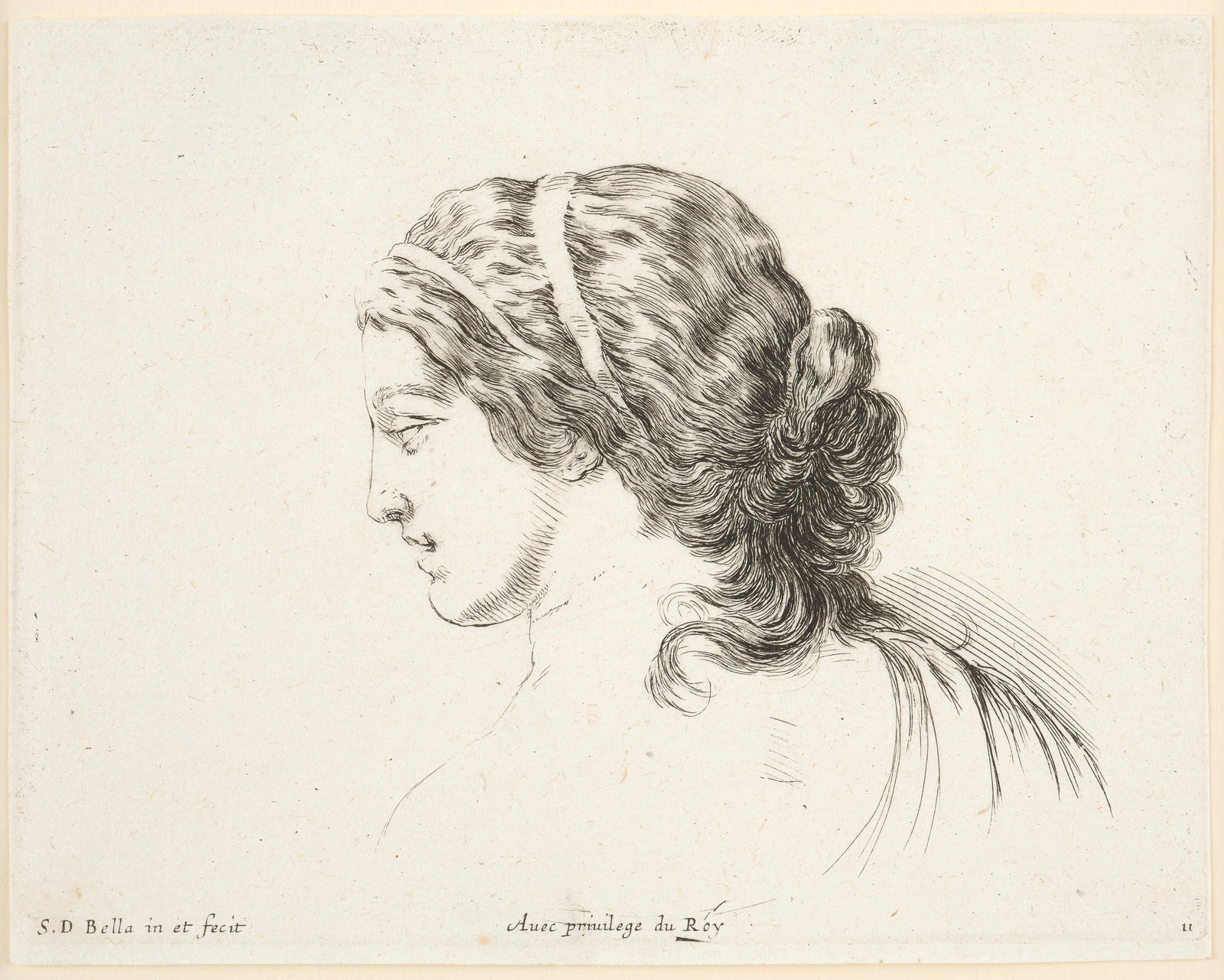 Tete de jeune femme, vue de profil, ...
