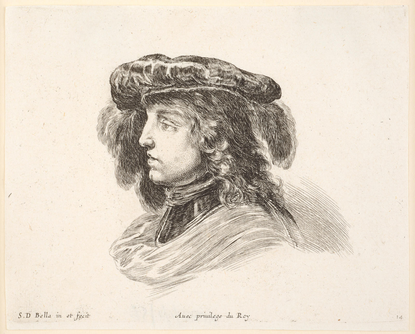 Tete de jeune homme, de profil a gauche, ...