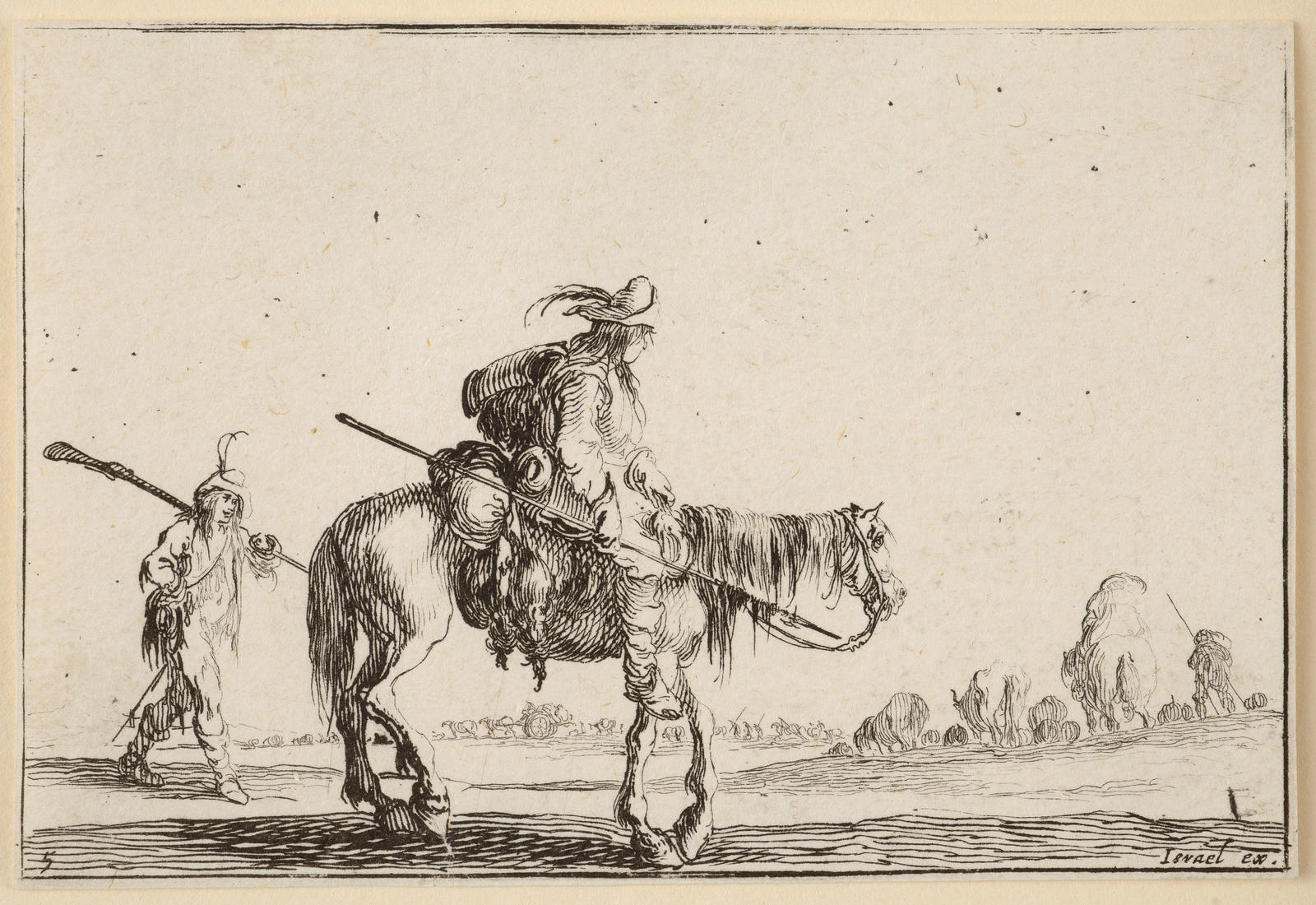 Untitled: A solider on horseback and another on foot