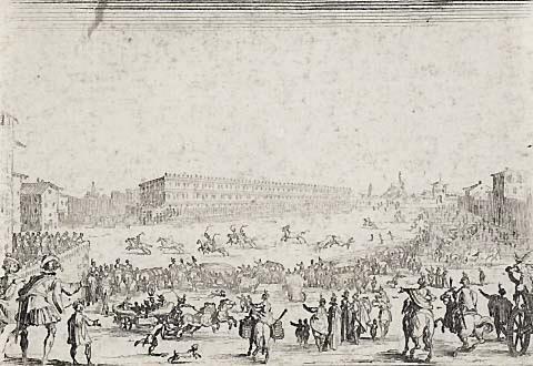La course de chevaux sur la place Pitti, a Florence (Horse Race in Piazza Pitti)