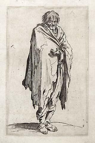 Le mendiant a la tete de'couverte et aux pieds nus