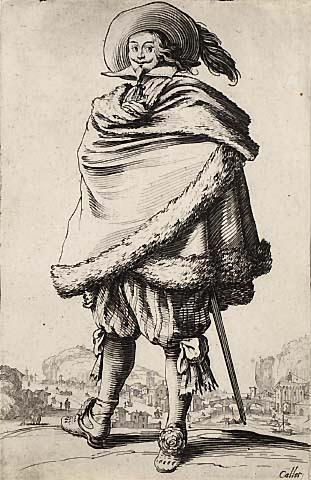 Le gentilhomme enroule dans son manteau borde de fourrures