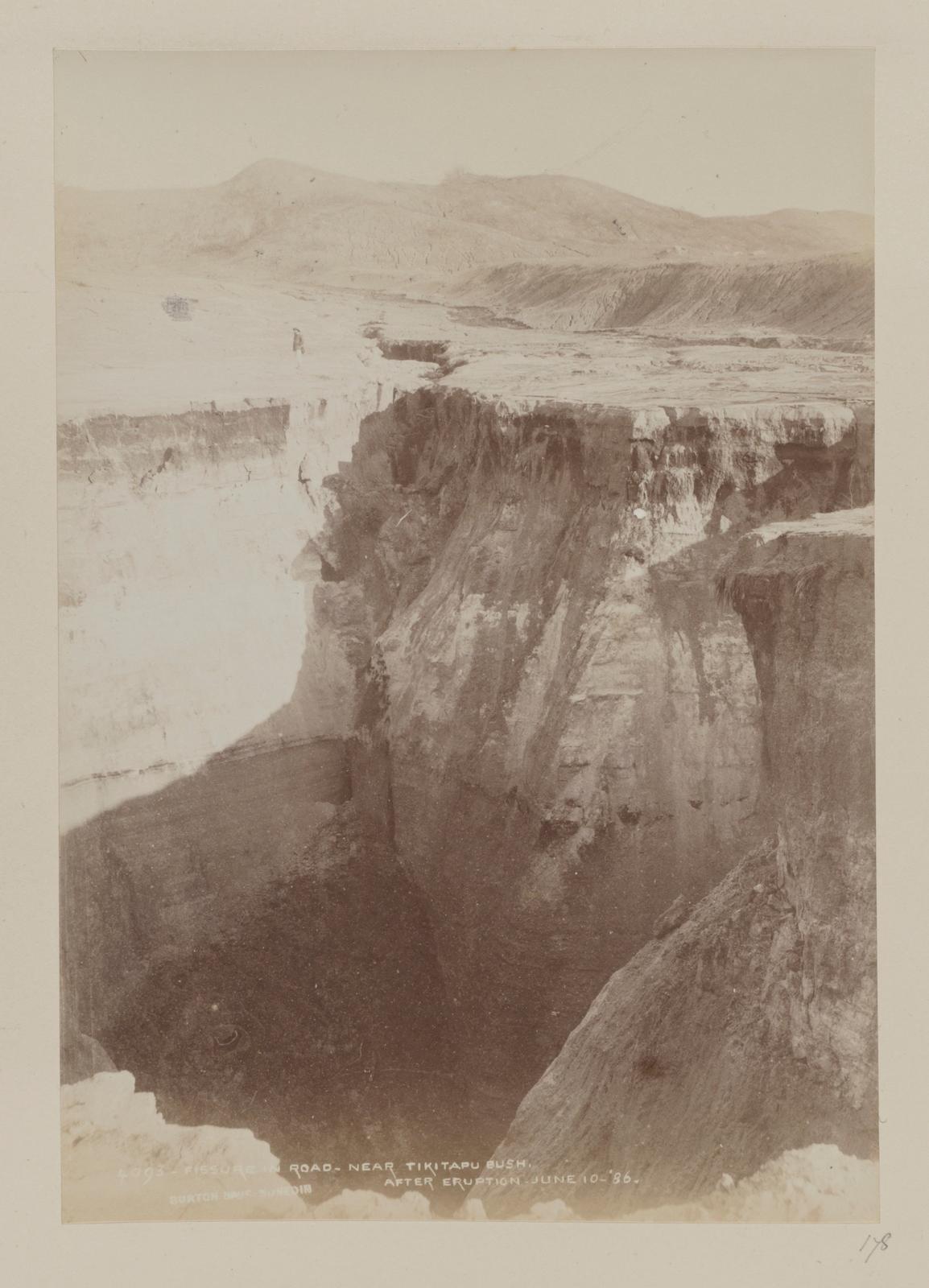 Fissure in Road, near Tikitapu Bush, after Eruption, June 10, 1886