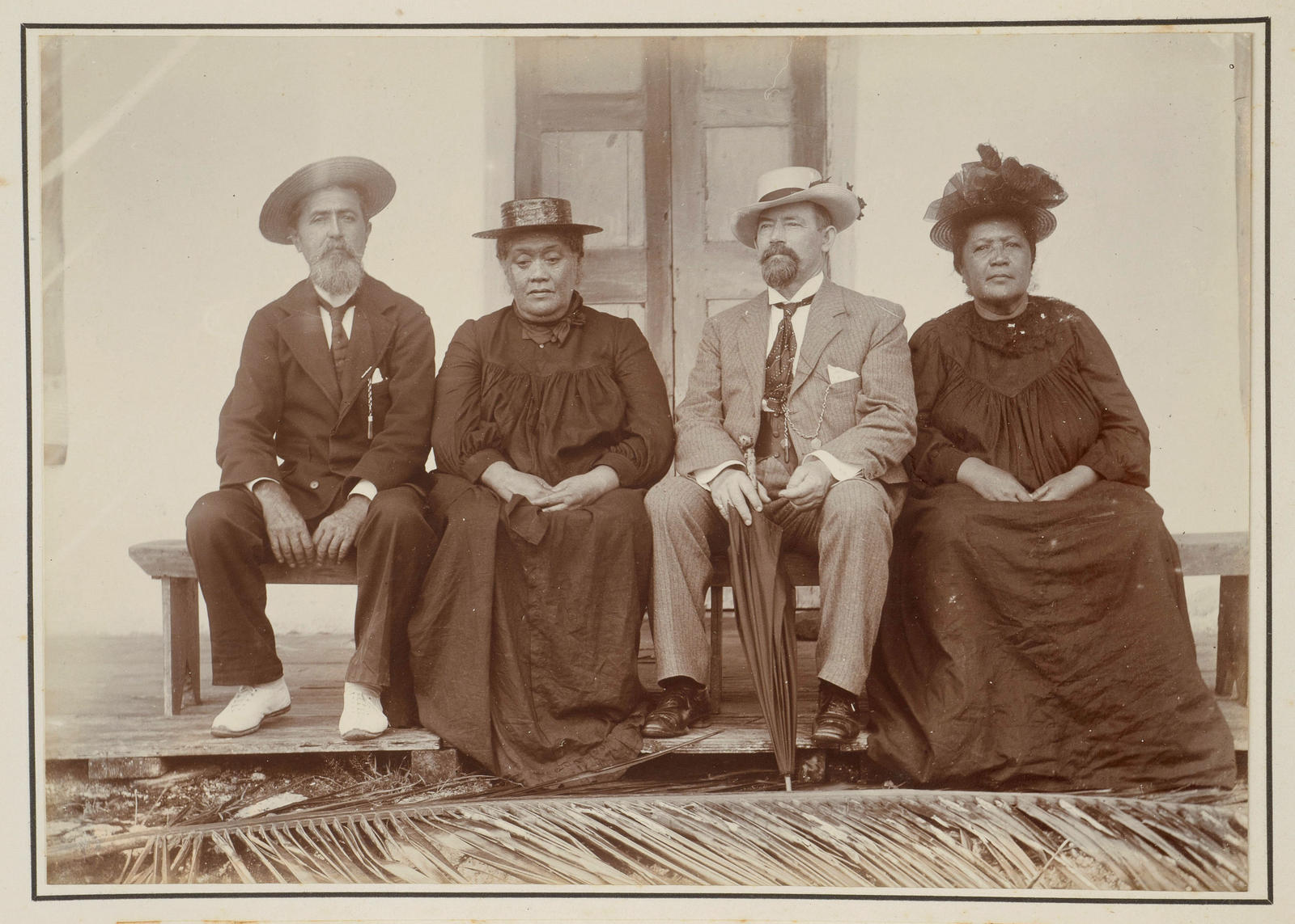 Pa Ariki, Queen Makea, Hon C H Mills, and Tinomana Ariki, at Rarotonga