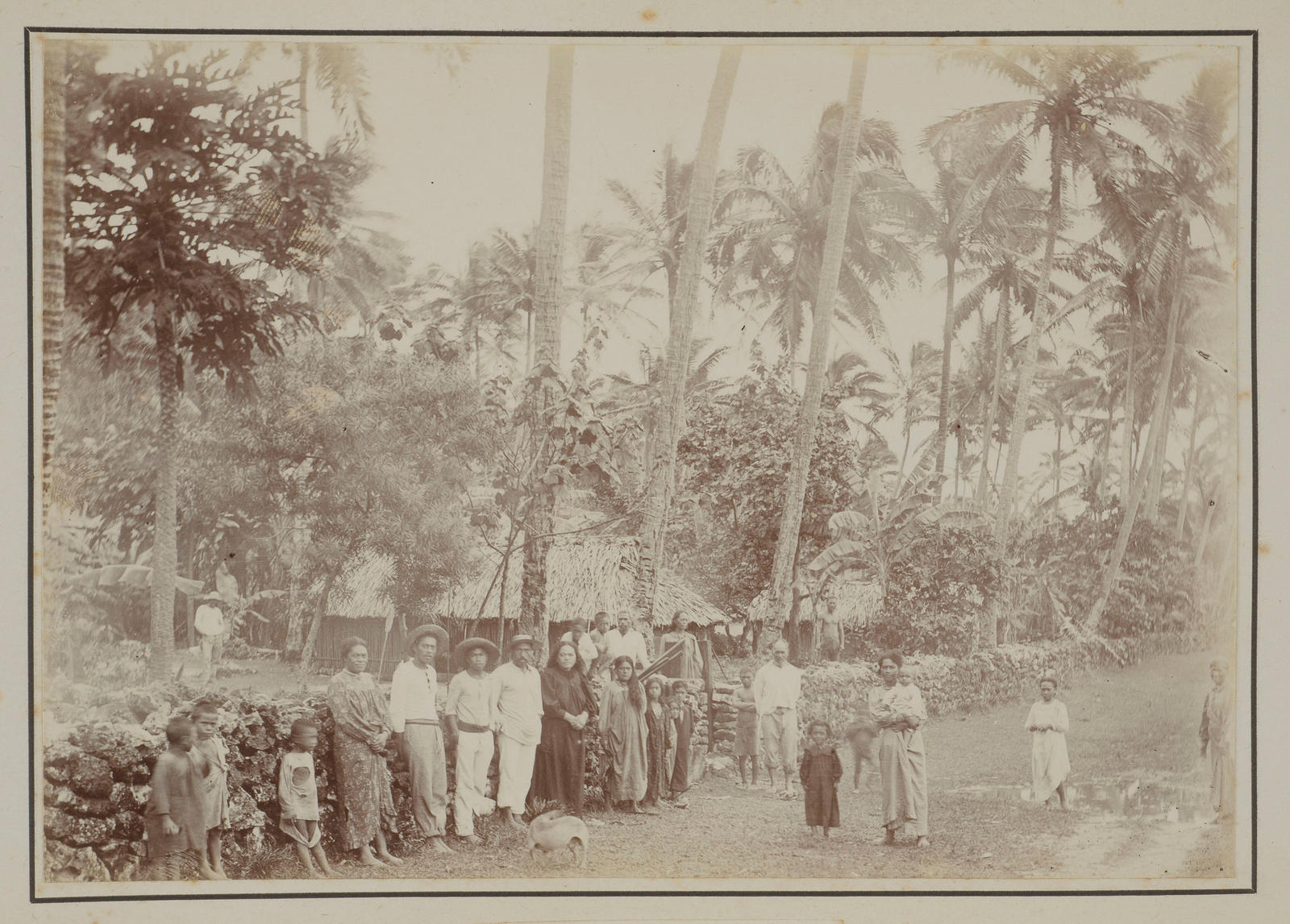 Village scene, Mangaia