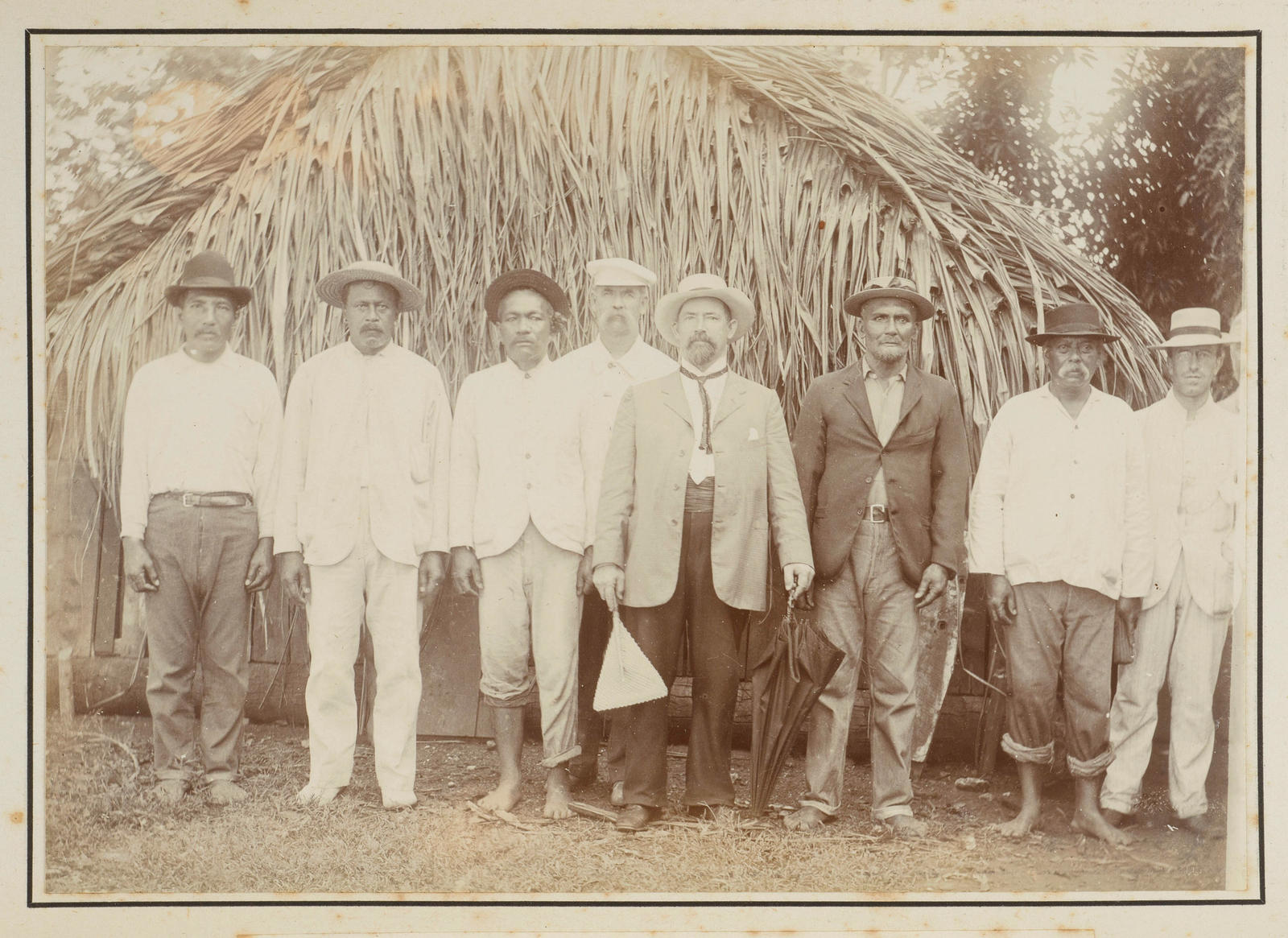 Hon C H Mills, Resident Commissioner, and Leading Natives, Mauke
