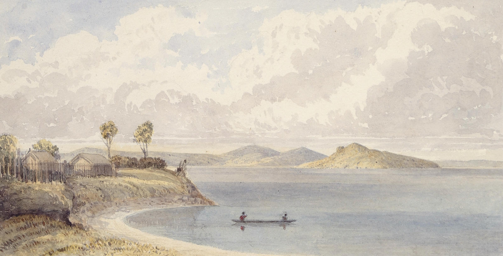 Rotorua and Island of Mokoia from the East. Jan 1 1858