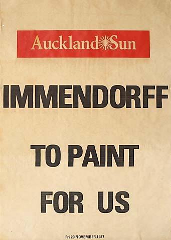 Auckland Star IMMENDORFF TO PAINT FOR US Friday 20 NOVEMBER 1987
