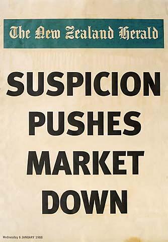 The New Zealand Herald SUSPICION PUSHES MARKET DOWN Wednesday 6 January 1988