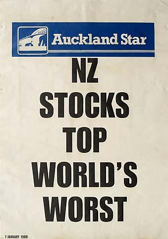 Auckland Star NZ STOCKS TOP WORLD'S WORST Thursday 7 January 1988