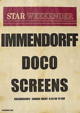 Star Weekender IMMENDORFF DOCO SCREENS KALEIDESCOPE 54. · SUNDAY NIGHT · 9.45 · ON TV ONE 5 NOVEMBER 1988