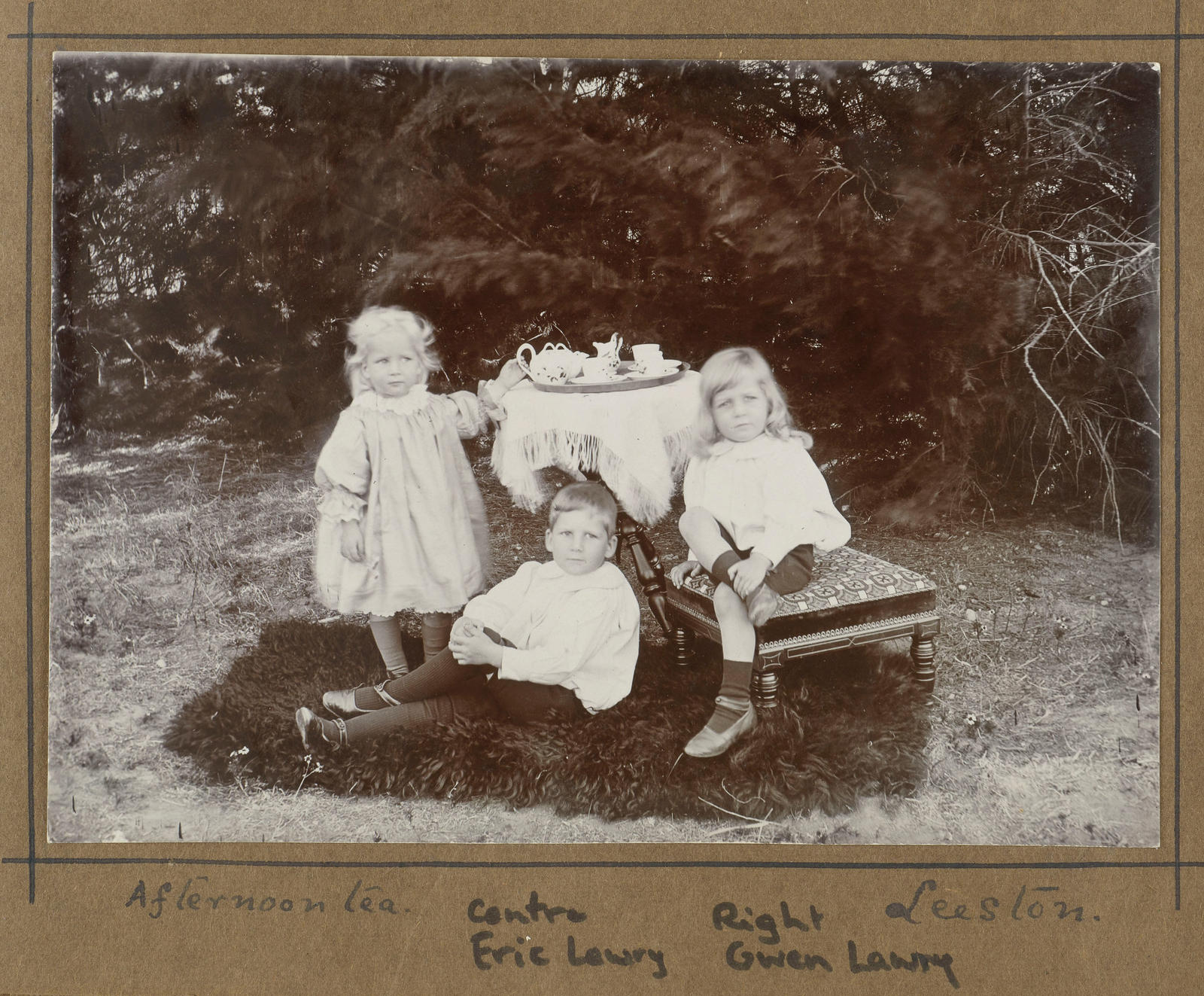 Afternoon tea, Leeston. Centre: Eric Lawry; Right: Gwen Lawry